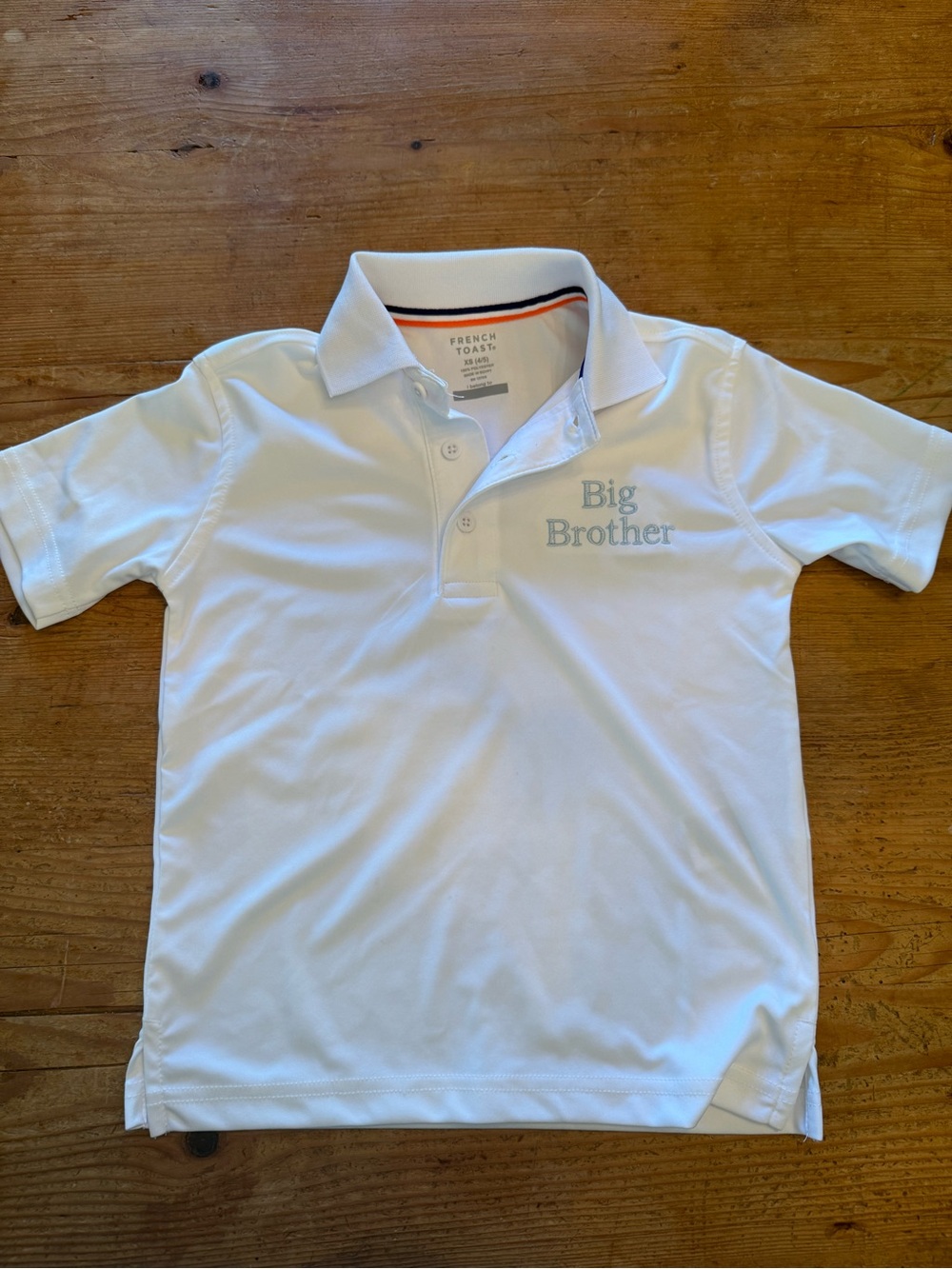 French Toast White Polo Shirt with 'Big Brother' Embroidery